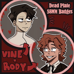 Dead Plate Video Game Fan Badges, Rody Lamoree, Vincent Charbonneau, Badge, Itabag, 58mm Badge Buttons