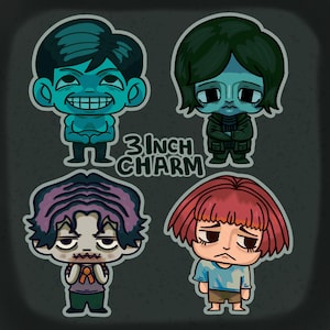 No, I Am Not A Human 3 Inch Acrylic Charms: Pale Man, Wire Face, Coat Guy, Cashier Girl