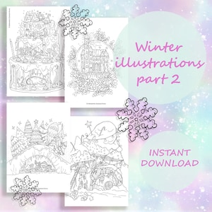 Lovely Winter Coloring Pages for Adults | Christmas coloring book for Kids | Printable PDF coloring pages | Instant download | for Teens