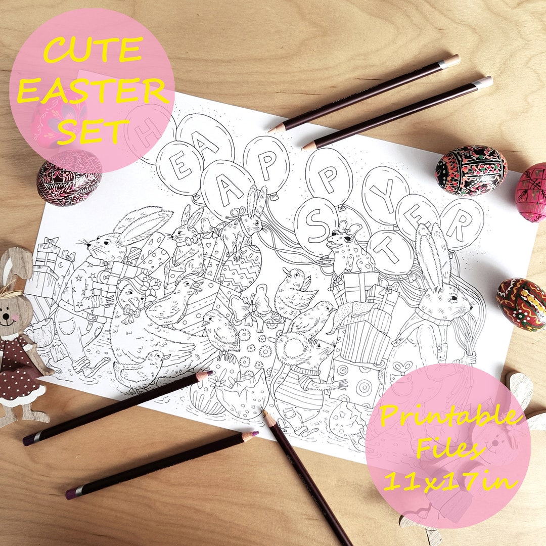 Easter Coloring Pages for Adults and Kids | 3 Printable PDF Files | Big ...