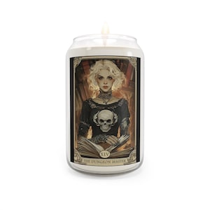 Vela perfumada com cartas de tarô Art Nouveau para o Mestre das Masmorras, presente para jogadores de D&D, vela de fantasia, decoração de RPG, fragrância de casa de bruxa, místico