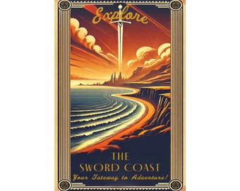 Sword Coast Canvas Print: Dungeons and Dragons Art Deco Wall Art