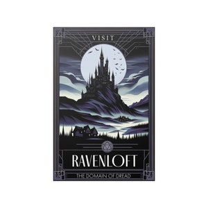 Ravenloft Travel Poster, DnD, Dungeons and Dragons, Domain of Dread, Art Print, Gothic Fantasy Decor, Hauntingly Beautiful, 5e Vintage-Style