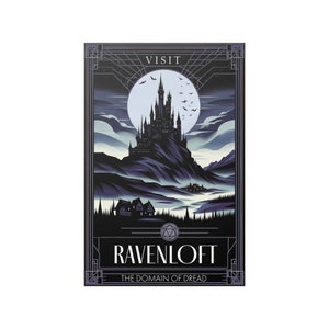 Ravenloft Reiseposter, D&D, Dungeons and Dragons, Reich, Dread, Kunstdruck, Gothic Fantasy Decor, Eindringlich schön, 5e Vintage-Stil