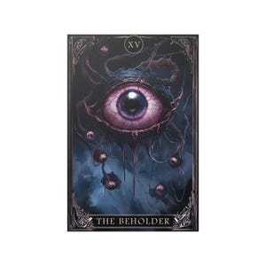 Póster satinado de estilo Art Nouveau con cartas del tarot, DnD Monster Beholder, arte de pared de fantasía, impresión decorativa, regalo de jugador, decoración de Dungeon Master, dnd