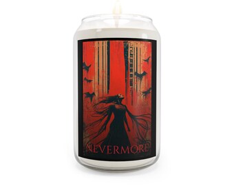Edgar Allan Poe Soy Candle: Nevermore Gothic Decor, Raven Candle Holder