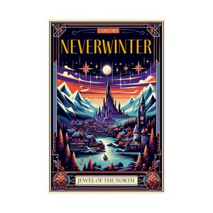 Neverwinter Jewel of the North Art Print, D&D Fantasy RPG Wall Decor