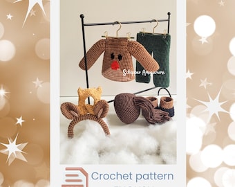 Crochet Pattern: Reindeer Clothes for Dress Up Doll Robin - Outfit Dancer (Digital Pattern)
