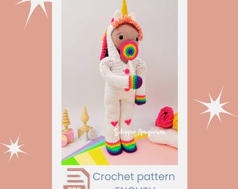 Crochet Pattern Unicorn Doll in Onesie Amigurumi (PDF Pattern)