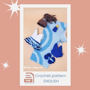 Patrón de crochet - Vestido y traje de baño de verano para muñeca Robin - Outfit Ocean de Schipper Amigurumi