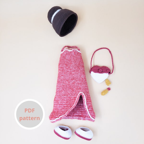 Kleding Valentina voor Pop Robin [Downloadbaar bestand] [Gehaakte pop] [Amigurumi] [Haken] [Haakpatroon] [Patroon] [Valentijnsdag]