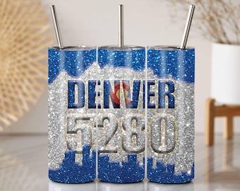 Design de gobelet scintillant Denver 5280 : PNG à sublimation transparente (téléchargement numérique)