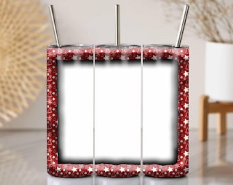 Christmas Tumbler Frame: Red and White, 20 Oz Skinny Tumbler (PNG Digital Download)