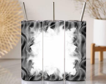 Abstract Black and White Tumbler Wrap, Sublimation Design (PNG)
