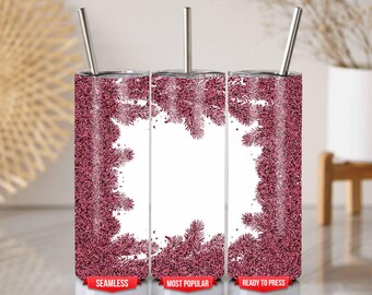 Rose Gold Glitter Pine Tumbler Wrap für 20 Oz Weihnachten Sublimation Design PNG