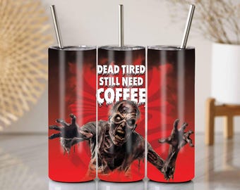 Zombie-koffiebeker omslag, png, grappig ontwerp Halloween-horrorkop, 20oz magere sublimatie