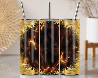 Emballage pour gobelet lave scintillant doré PNG : Design fin par sublimation, 20 oz (téléchargement numérique)