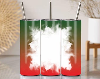 Marco para vaso navideño PNG: Diseño de humo verde y rojo (vasos delgados de 20 oz)