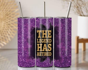 Purple Glitter Retirement Quote 20 Oz Tumbler Wrap PNG