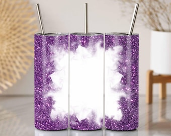 Papier peint personnalisable pour gobelet, paillettes violettes, 20 oz (fichier numérique PNG)