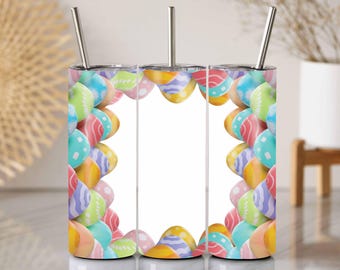 Envoltorio para vaso con huevo de Pascua en tonos pastel: Diseño delgado de sublimación de 20 oz (PNG)