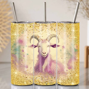 Gold Glitter Ziege Design für 20 Oz Skinny Tumbler, Goldener Ziegen Becher Design, funkelnder Gold Ziegen Becher, Nahtlose Tier Becherverpackung