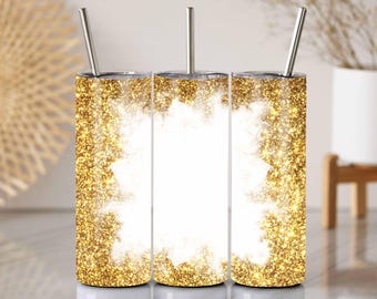 Customizable Gold Glitter 20oz Tumbler Wrap (PNG)
