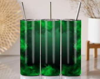 Green Smoke Tumbler Wrap PNG: 20 Oz Skinny Tumbler Sublimation (Digital Download)