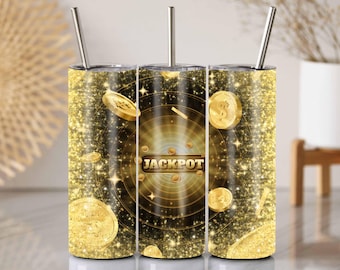 Envoltura para vaso de casino: Diseño de bote con purpurina dorada (descarga digital PNG)