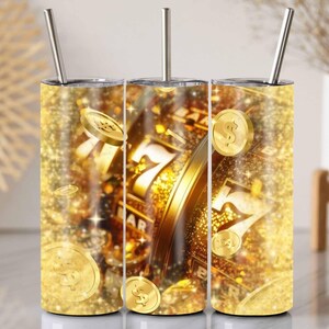 Triple 7 Gold Casino Tumbler Wrap, Slot Machines Tumbler Wrap, Gambler Tumbler Wrap Tumbler, Sublimation Designs Jackpot Casino Tumbler Wrap