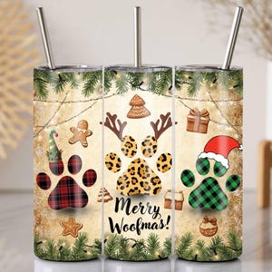 Dog Mama 20 Oz Skinny Tumbler Wrap PNG, Noël chien PNG, joyeux Woofmas PNG, amoureux des chiens Png, Noël Png design, chien maman Png