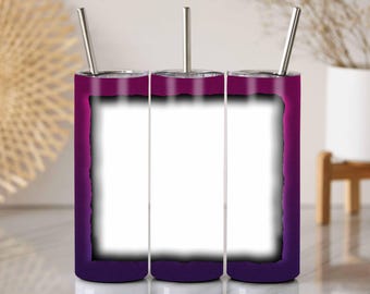 Cadre pour gobelet dégradé violet : papier mince de 20 oz (PNG)
