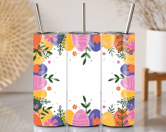 Envoltorio floral para vaso de huevo de Pascua: Diseño delgado de sublimación de 20 oz (PNG)