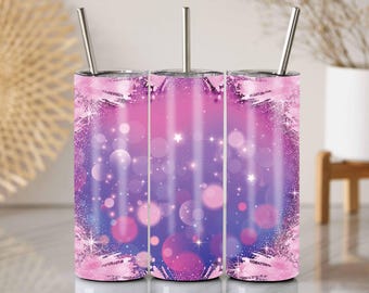 Lila rosa Glitzer Tumbler Wrap, Sternenhimmel Design (PNG)