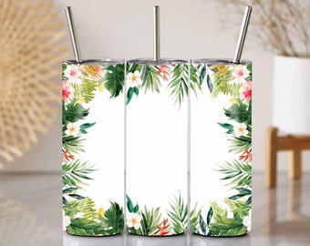 Envoltorio para vaso con diseño floral tropical: diseño de palmeras de verano (descarga digital PNG)