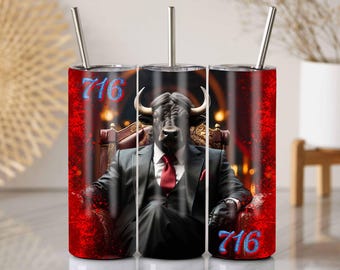 Emballage pour gobelet 20 oz Buffalo Mafia Bull Gangster (téléchargement numérique PNG)