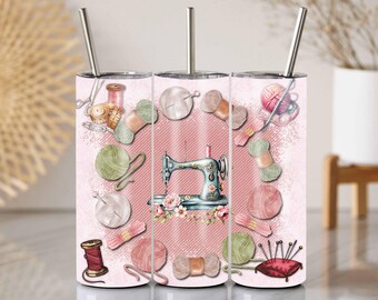 Envoltura para vaso de costura vintage: Diseño de costurera (PNG)