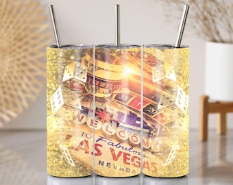 Glitzernder Las Vegas Becher, Nevada Glücksspiel Geschenk (20 Oz)
