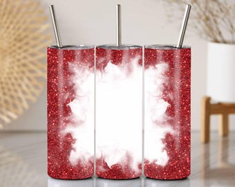 Emballage pour gobelet rouge pailleté : design personnalisable de gobelet mince de 20 oz (PNG)