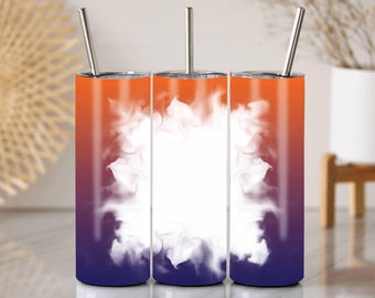 Orange Blue Smoke Tumbler Wrap PNG: Customizable Sublimation Design