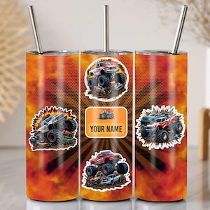 Monster Truck Tumbler Wrap Png, Add a Name Monster Tumbler, Straight & Tapered Tumbler Wrap, Truck Sublimation Tumbler, Kids Tumbler Design