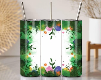 Envoltura de vaso con forma de huevo de Pascua verde PNG: Diseño de sublimación para vaso delgado de 20 oz