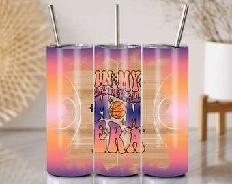 Emballage pour gobelet Basketball Mom 20 oz : Sunset Court PNG (Téléchargement numérique)