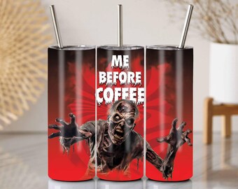 Zombie-koffiebekeromslag, png, grappig ontwerp voor Halloween-beker, 20oz magere horrorsublimatie