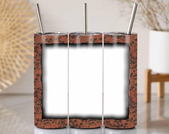 Vaso con marco de fotos de calavera personalizado: Diseño sin costuras de 20 oz (PNG)