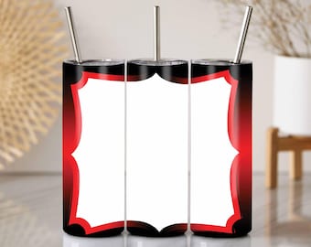 Gobelet rouge avec cadre noir pour emballages minces de 20 oz (fichier PNG)