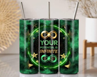 Emballage de gobelet inspirant : motif vert infini (téléchargement numérique)