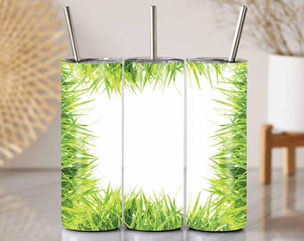 Envoltura para vaso de hierba verde PNG: Diseño de sublimación de 20 oz