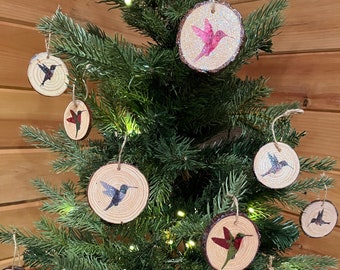 Levendige feestelijke kerstversieringen kolibrie voor handgemaakte verzamelaarsdisplay