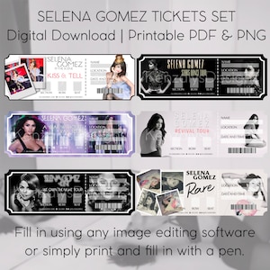 Selena Gomez Tours Tickets | Digital Download | Printable PDF & PNG